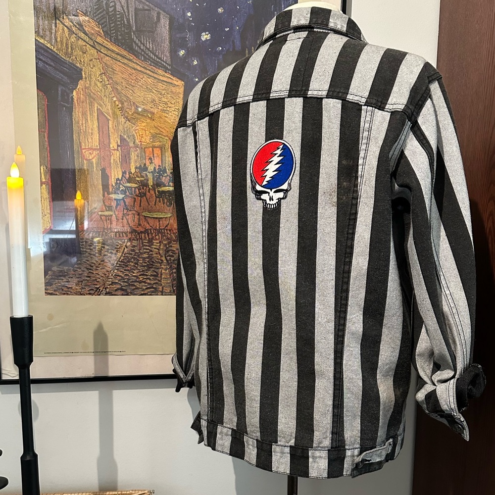 Grateful dead Striped Black and White denim Jacket men’s L